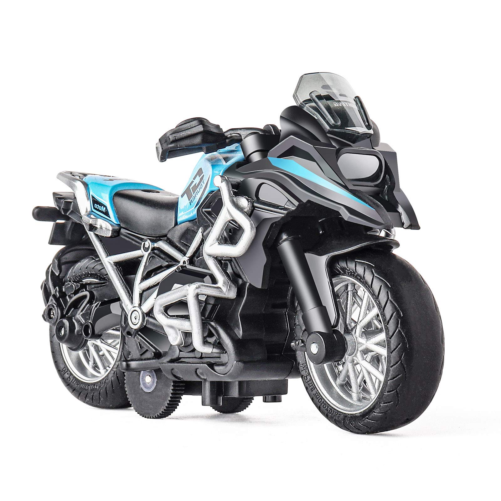 Pull Back Diecast Motorcycle Toy with Sound & Light - Realistic Ride-On Toy for Boys Ages 3-9 | Blue Motorcycle Model for Kids' Pretend Play & Racing Games
