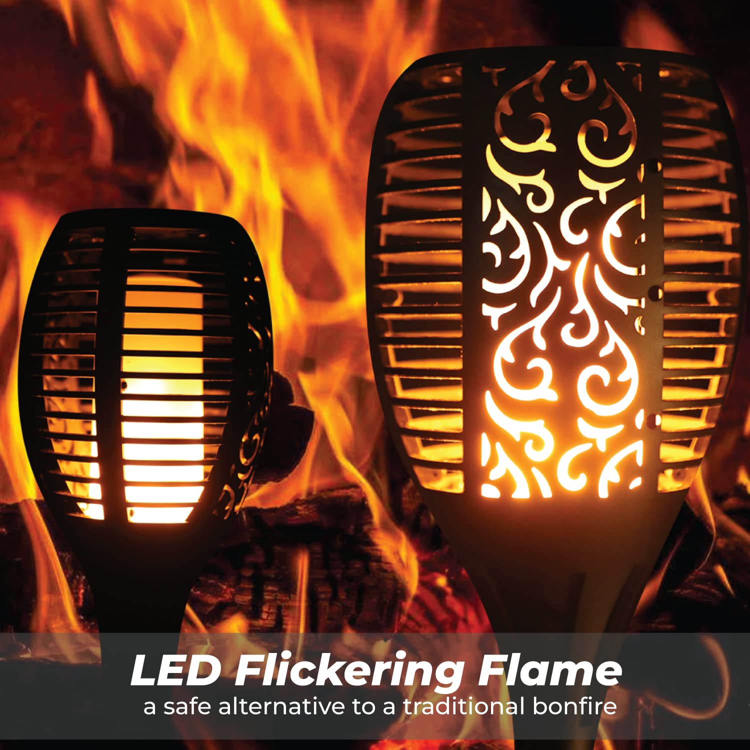 XODO 4 Pack Solar Garden Lights - 100 LED Flickering Flame Waterproof Outdoor Pathway Lights for Yard, Patio, Porch Decor | Perfect for Landscape Lighting, Walkway Illumination & Backyard Ambiance