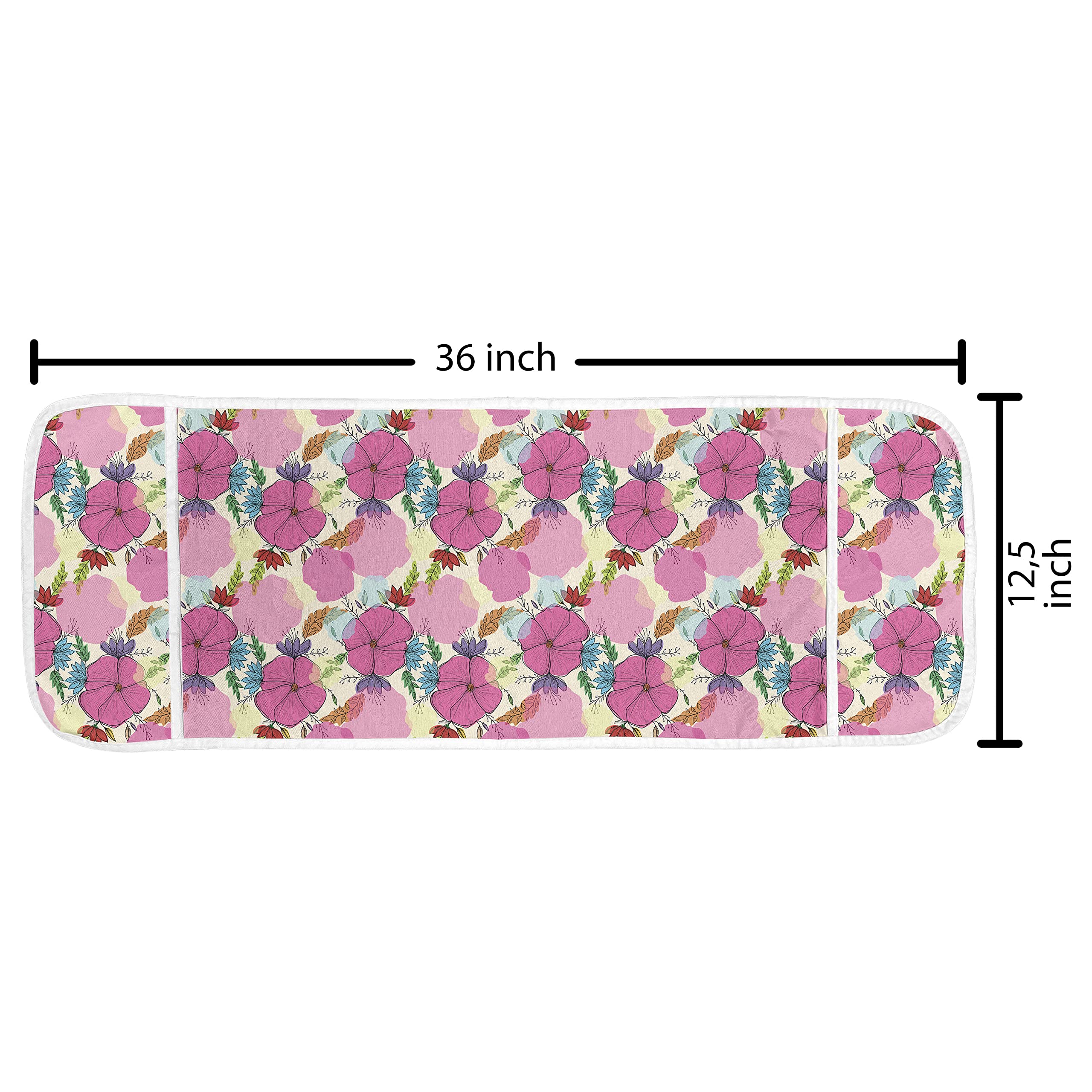 Ambesonne Waterproof Microwave Cover with Pockets - Wildflowers & Colorful Leaves Spring Design - 36