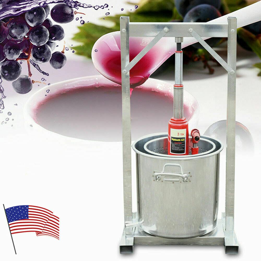 12L Stainless Steel Apple Cider Press & Fruit Grinder - Heavy Duty Fruit Pulp Crusher for Grapes, Apples, Wine & Juice Making - Perfect for Home Brewing, Cider Production & Farm Fresh Beverages