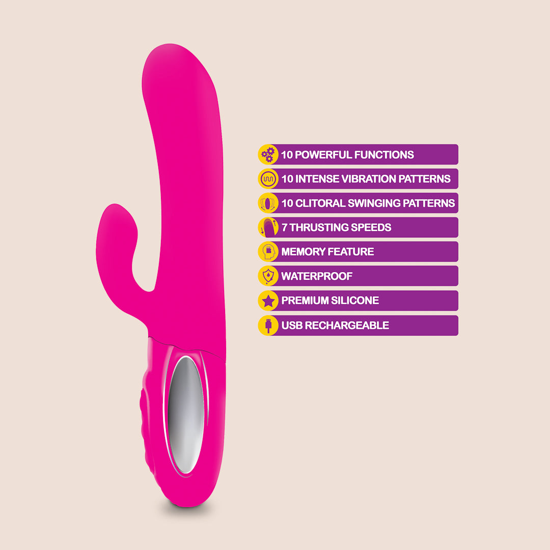 Premium Viben Hypnotic Rabbit Vibrator with Swinging Clitoral Stimulator - Thrusting & Rechargeable G-Spot Massager for Women - Perfect for Solo Play & Couples Intimacy