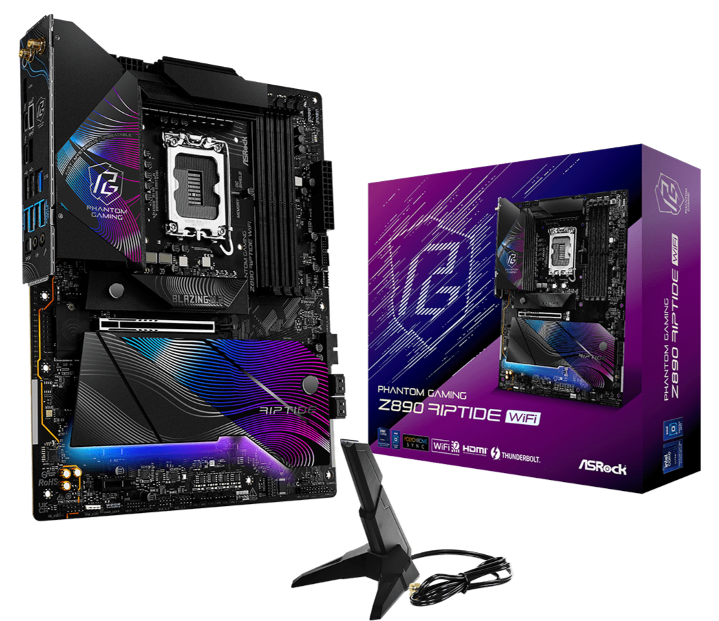 ASRock Z890 Riptide WiFi ATX Motherboard - Intel LGA 1851 Socket, DDR5 RAM Support, Dual Band WiFi 6, PCIe 5.0 - Perfect for Gaming PCs, Content Creation & High-Performance Workstations