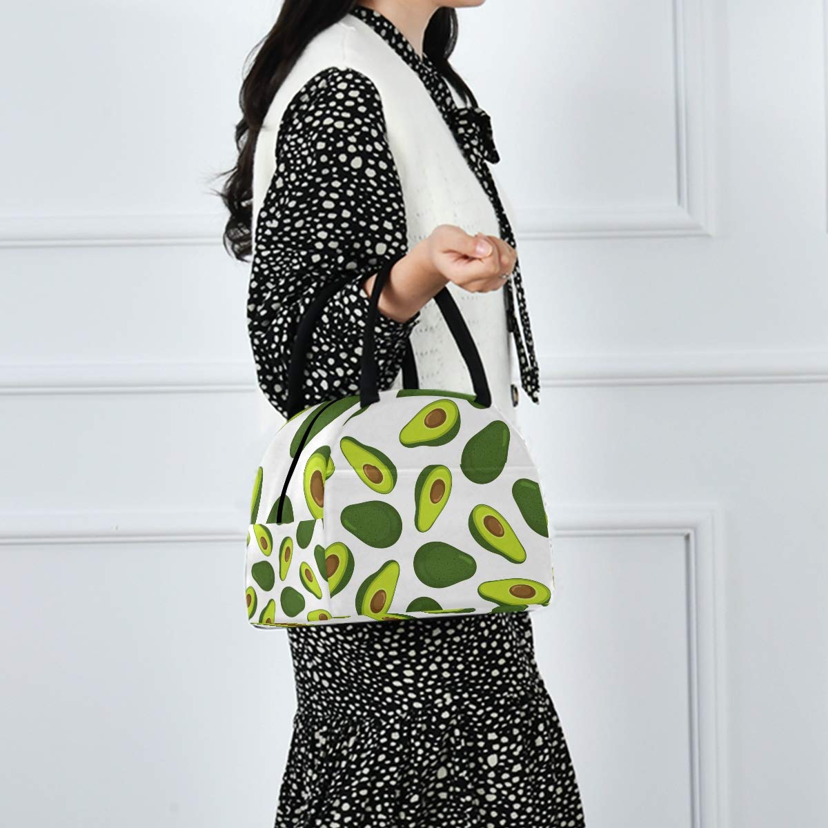 Blueangle Avocado Pattern Insulated Lunch Bag for Women & Students - Reusable Thermal Tote Bag & Lunch Cooler Box - Perfect for Work, School, Picnics & Outdoor Activities