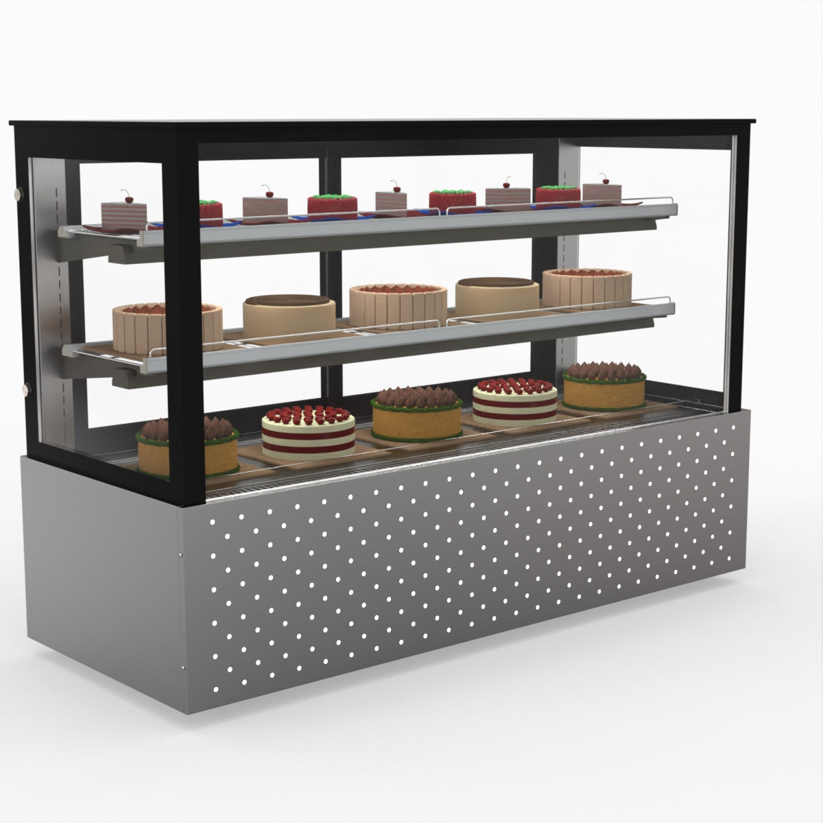 Bonvue SG180FA Commercial Refrigerated Display Case - Dual Glass Door Merchandiser for Deli, Bakery & Grocery - Perfect for Supermarkets, Convenience Stores & Cafes