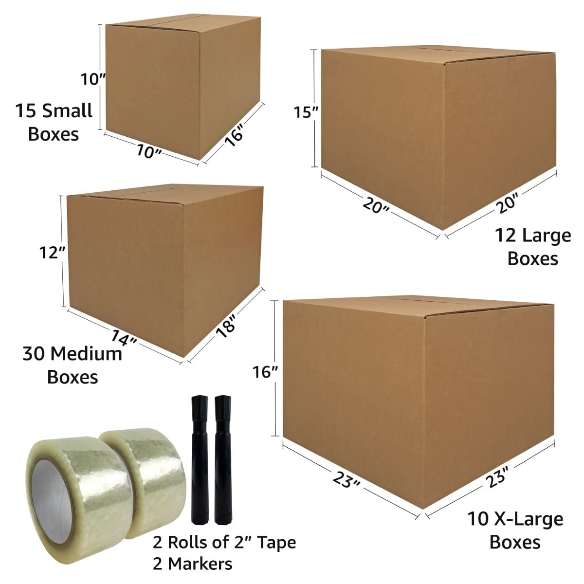 6 Room Economy Moving Kit - 82 Pack Moving Boxes with Essential Supplies for Home & Office Relocation | Perfect for Packing, Storage & Moving Day
