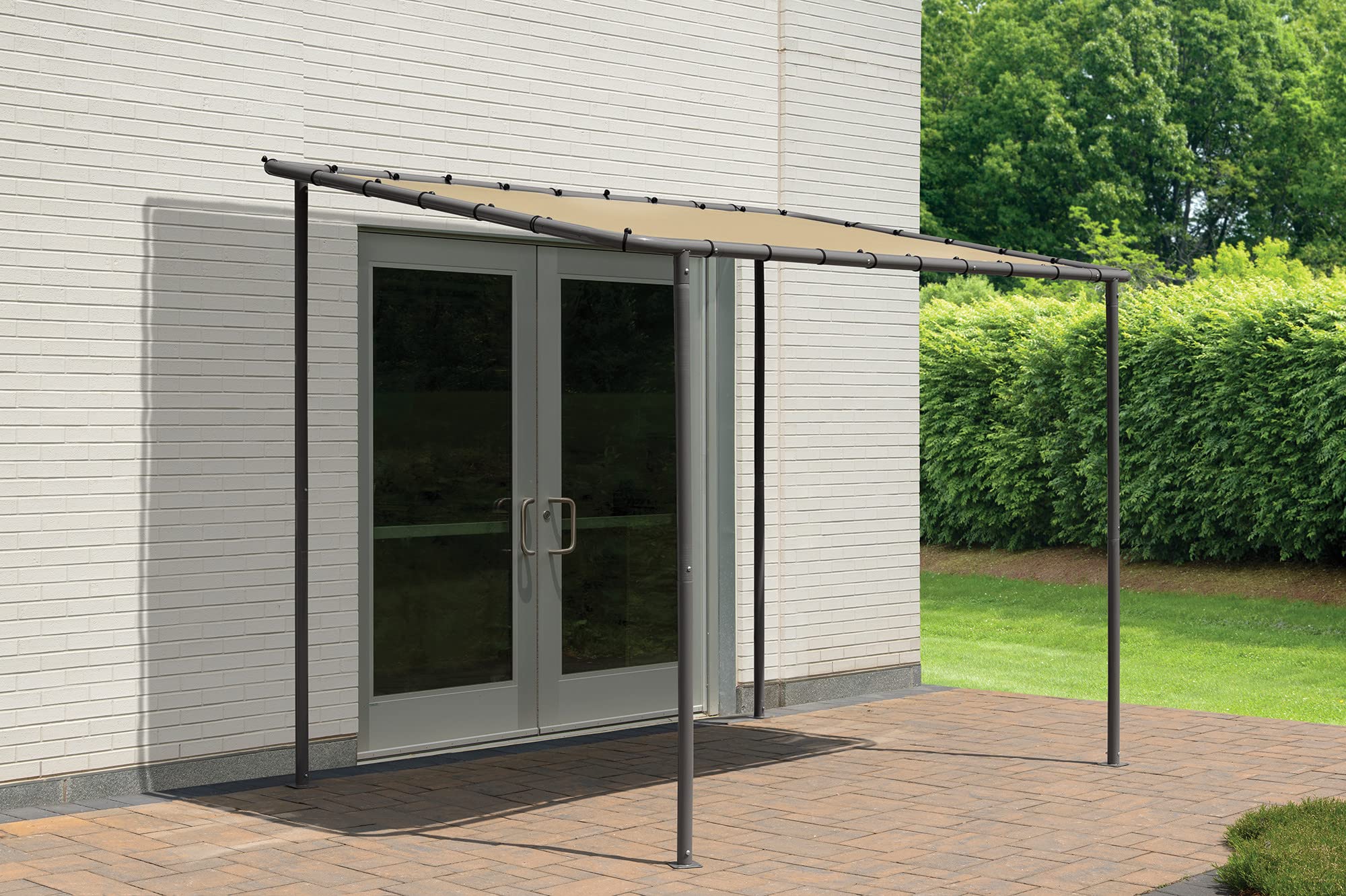 ShelterLogic 10' x 6' Solano Gazebo with Carbon Steel Frame & Water-Resistant Tan Canopy - Outdoor Sun Protection for Patio, Garden, and Backyard