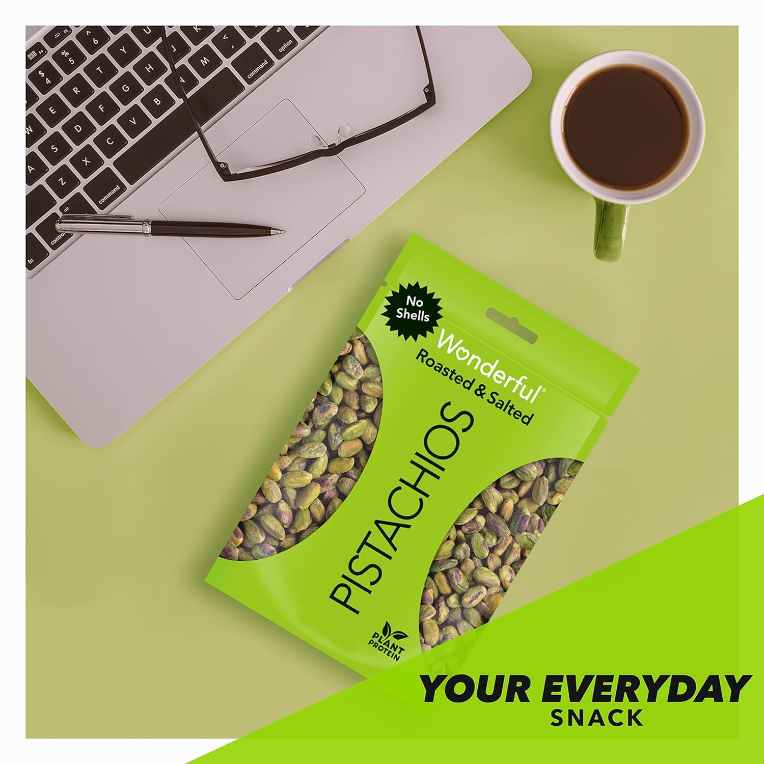 Wonderful Pistachios No Shells - Roasted & Salted Nuts, 6oz Resealable Bag | High Protein Snack, Gluten Free, Healthy Snacks for Adults | Perfect for Office, Gym & On-the-Go
