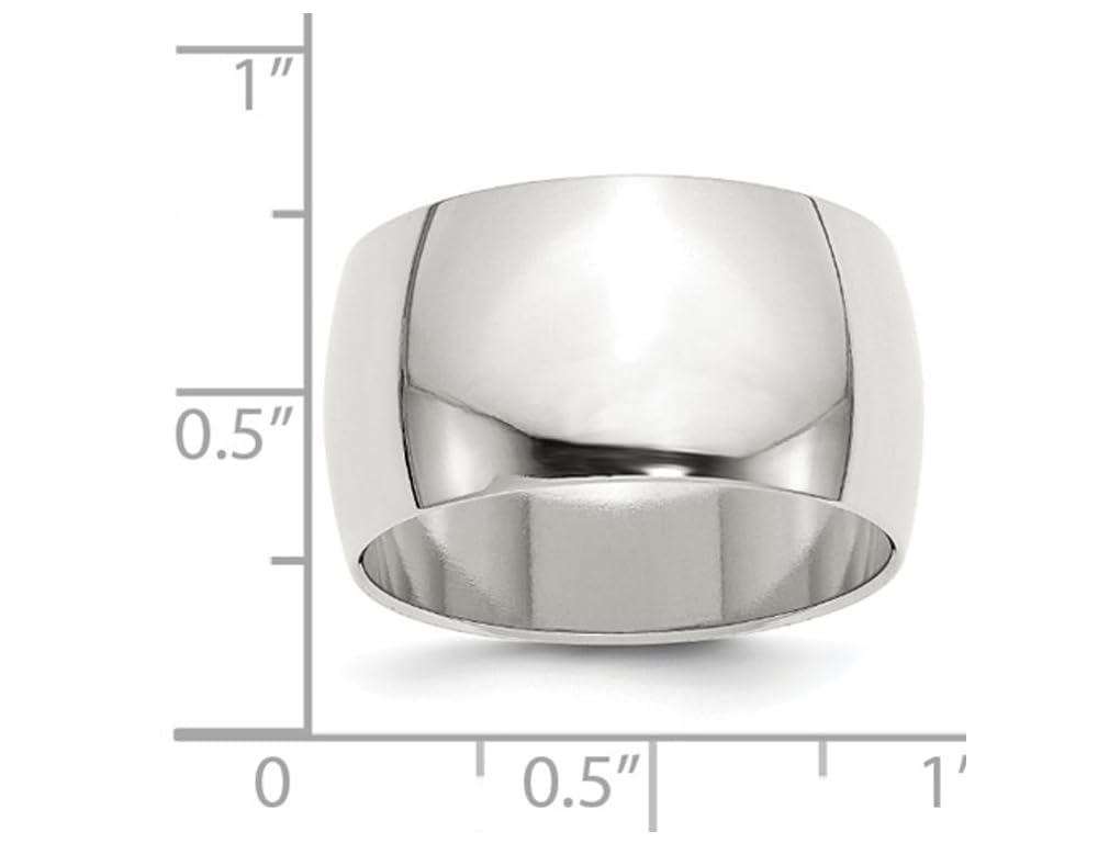 Men's Sterling Silver 12mm Wedding Band Ring - Classic Comfort Fit Wedding Ring for Men - Perfect for Engagements, Anniversaries & Everyday Wear