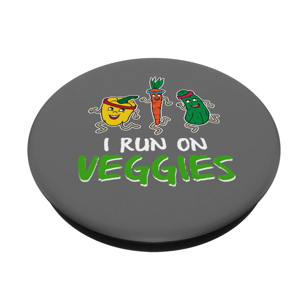 Vegan Running Gifts - I Run Veggies PopSockets Swappable Phone Grip for Runners & Athletes - Perfect for Marathon Training, 5K Races & Active Lifestyles