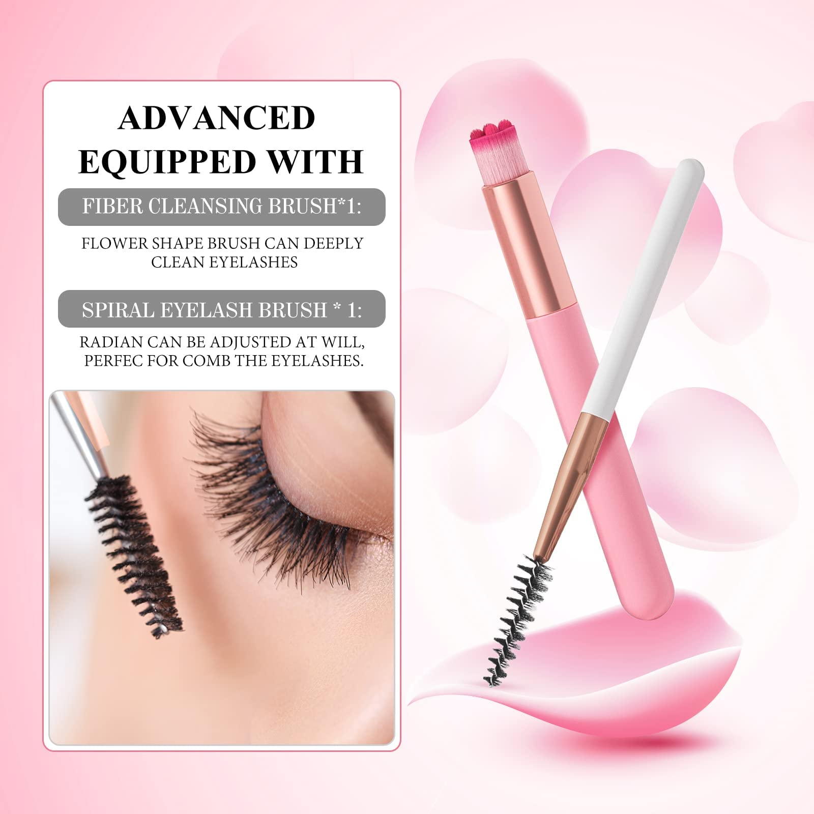Eyelash Extension Cleanser 207ml - Paraben & Sulfate Free Lash Wash with Mascara Wand & Brush - Gentle Foaming Cleanser for Eyelid & Makeup Removal - Perfect for Salon & Home Use (7 fl.oz) - Ideal for Lash Extensions Care & Daily Eye Makeup Cleansing
