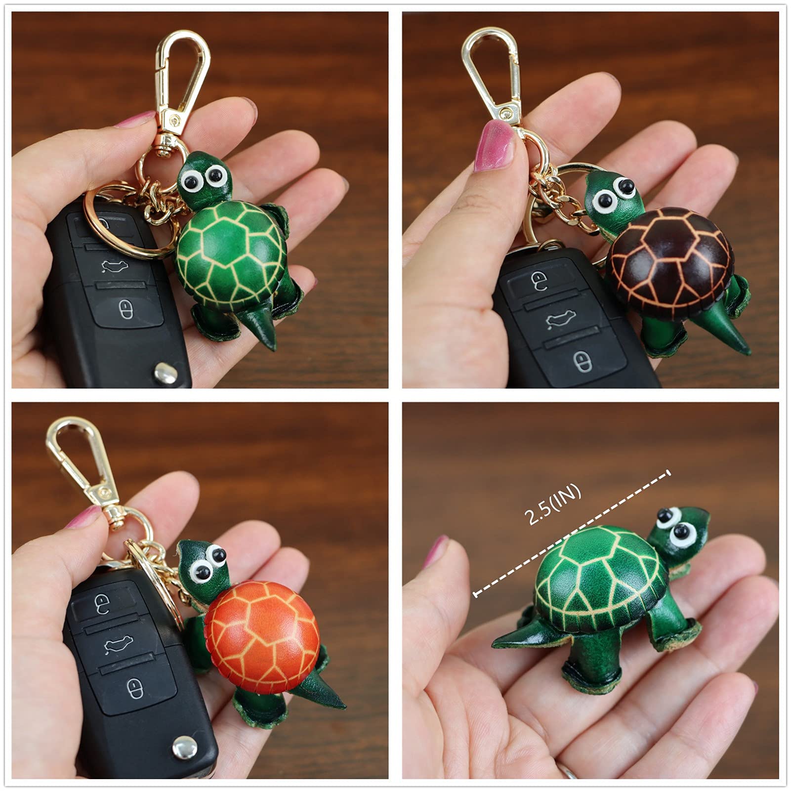 Handmade Cowhide Tortoise Keychain - Cute Animal Keyring for Men & Women - Unique Leather Backpack Pendant Gift for Her - Perfect for Key Organization, Travel Accessories & Everyday Carry