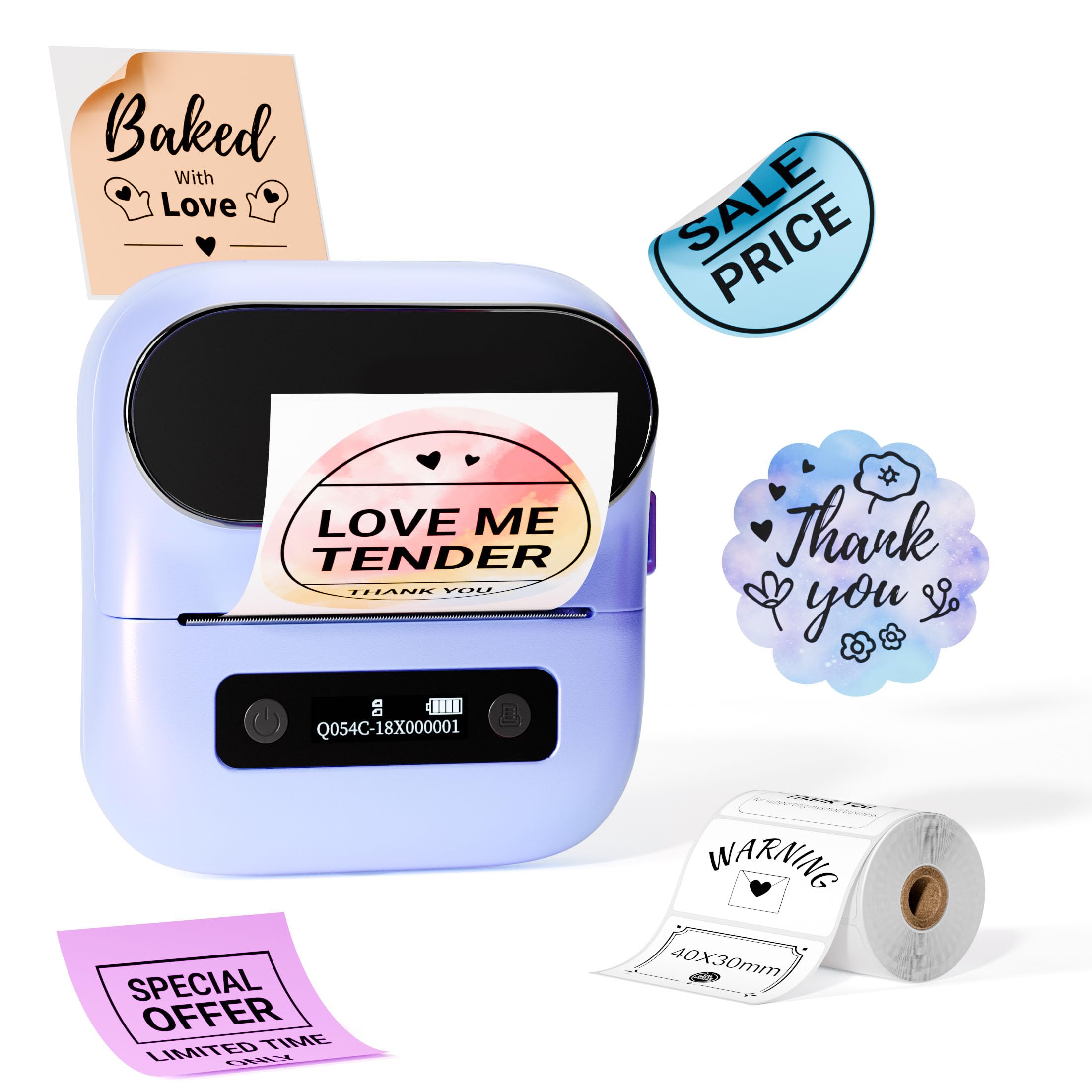 M220 Bluetooth Label Maker - Portable Thermal Sticker Printer for Small Business & Home Use | Compatible with Smartphone & PC | Prints 0.78-3.14 Inch Labels (Purple) | Perfect for Organizing, Shipping & Inventory Management