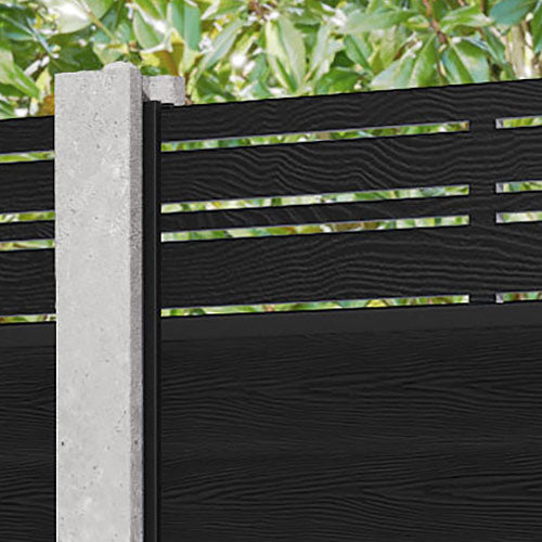 Classic Black Linea Fence Panel for Existing Concrete Posts - Perfect for Backyard Privacy, Garden Borders, and Property Security