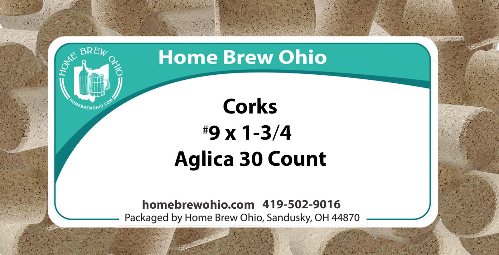 Premium Home Brew Ohio 9 x 1 3/4 Inch Aglianico Wine Corks - 30 Count Natural Cork Stoppers for Wine Bottles, Home Brewing & DIY Winemaking - Perfect for Red Wine, White Wine & Homemade Alcohol Preservation