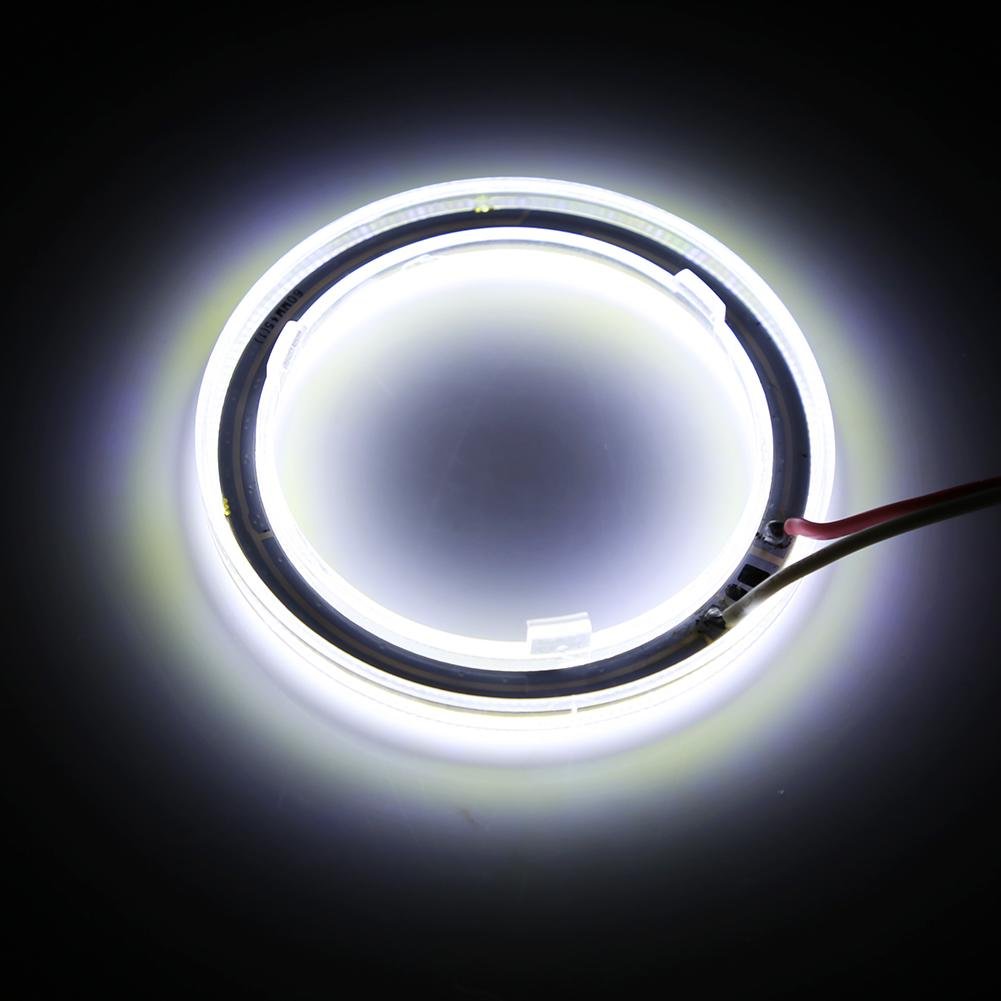 High-Performance 60mm LED Headlight with Halo Rings & COB Chips - DRL Compatible for Motorcycle and Car - Bright White Light (Perfect for Night Riding & Off-Road Adventures)