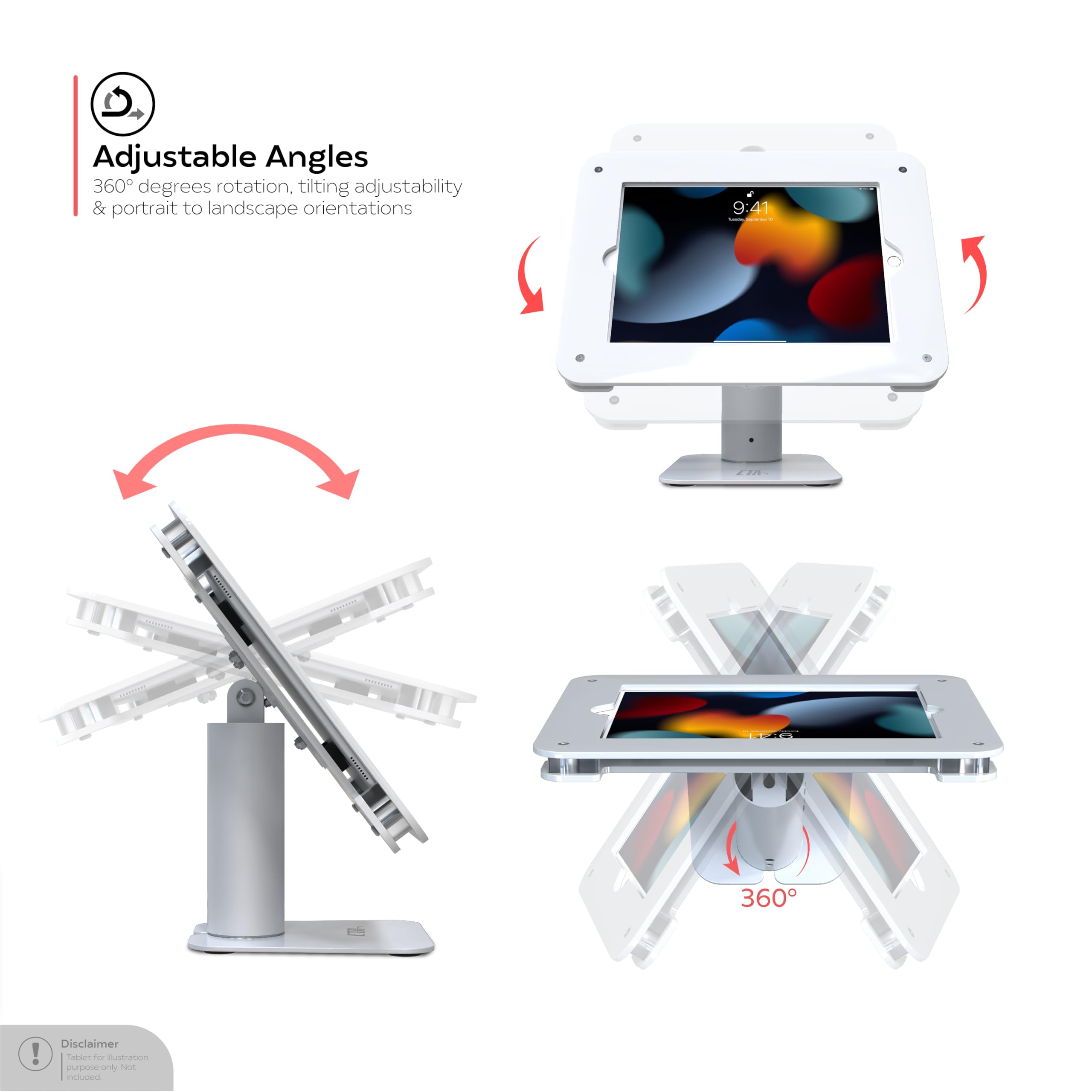Secure VESA Desk Mount for iPad - Heavy Duty POS & Retail Stand with Locking Enclosure - Compatible with iPad 10.2