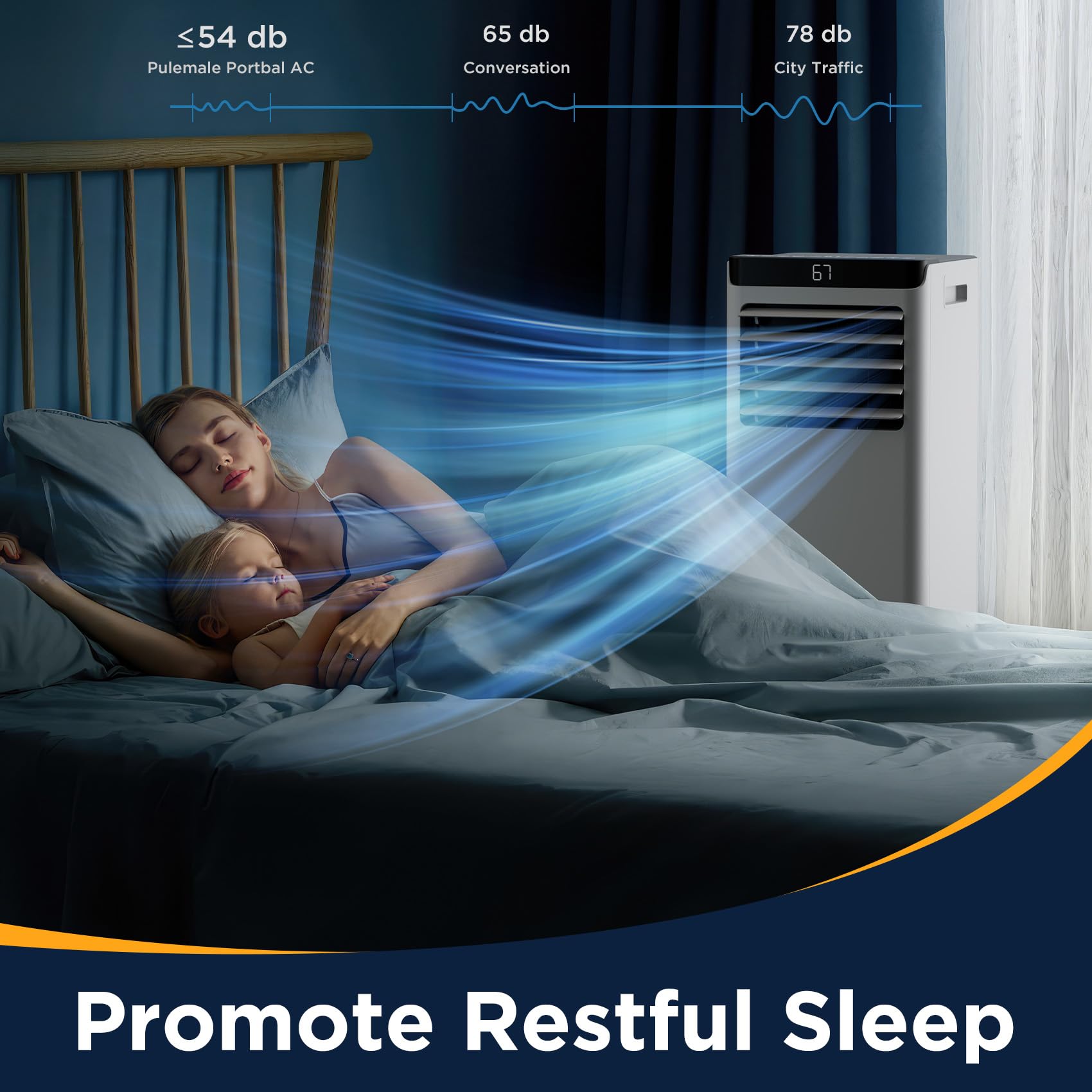 8,000 BTU Portable Air Conditioner for Large Rooms Up to 350 Sq.Ft - 3-in-1 Cooling Modes with Remote Control & Easy Install Kit - Energy Efficient AC Unit for Bedroom, Living Room, Home Office - Summer Cooling Solution for Heatwaves & Hot Nights - Compact Design with Quiet Operation for Better Sleep & Work Comfort