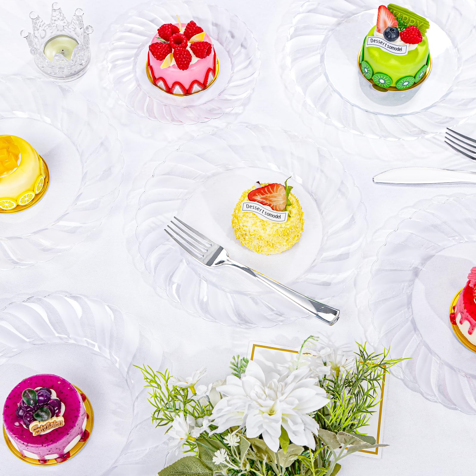 100-Pack 9 Inch Clear Plastic Plates - Durable Reusable & Washable Disposable Plates for Parties, Weddings, Travel - Premium Shatterproof Dinnerware for Birthdays, Events & Celebrations - Ideal for BBQs, Picnics & Catering Services