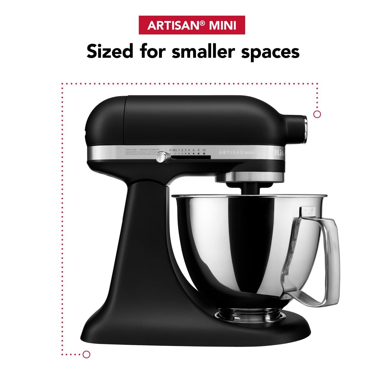 KitchenAid Artisan Mini 3.5 Quart Tilt-Head Stand Mixer - KSM3316X - Black Matte | Compact Baking Mixer for Small Kitchens | Perfect for Cookies, Cakes & Dough
