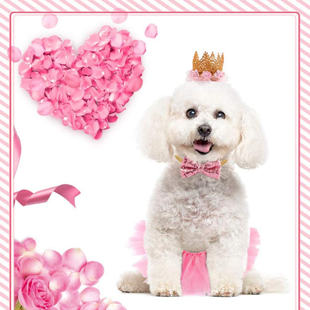 Pink Pet Tutu Skirt & Crown Set - Small Dog Princess Dress for Weddings, Birthdays & Photo Shoots | Cute Puppy Outfit with Headband & Hat for Toy Dogs | Perfect for Special Occasions & Dress-Up Play
