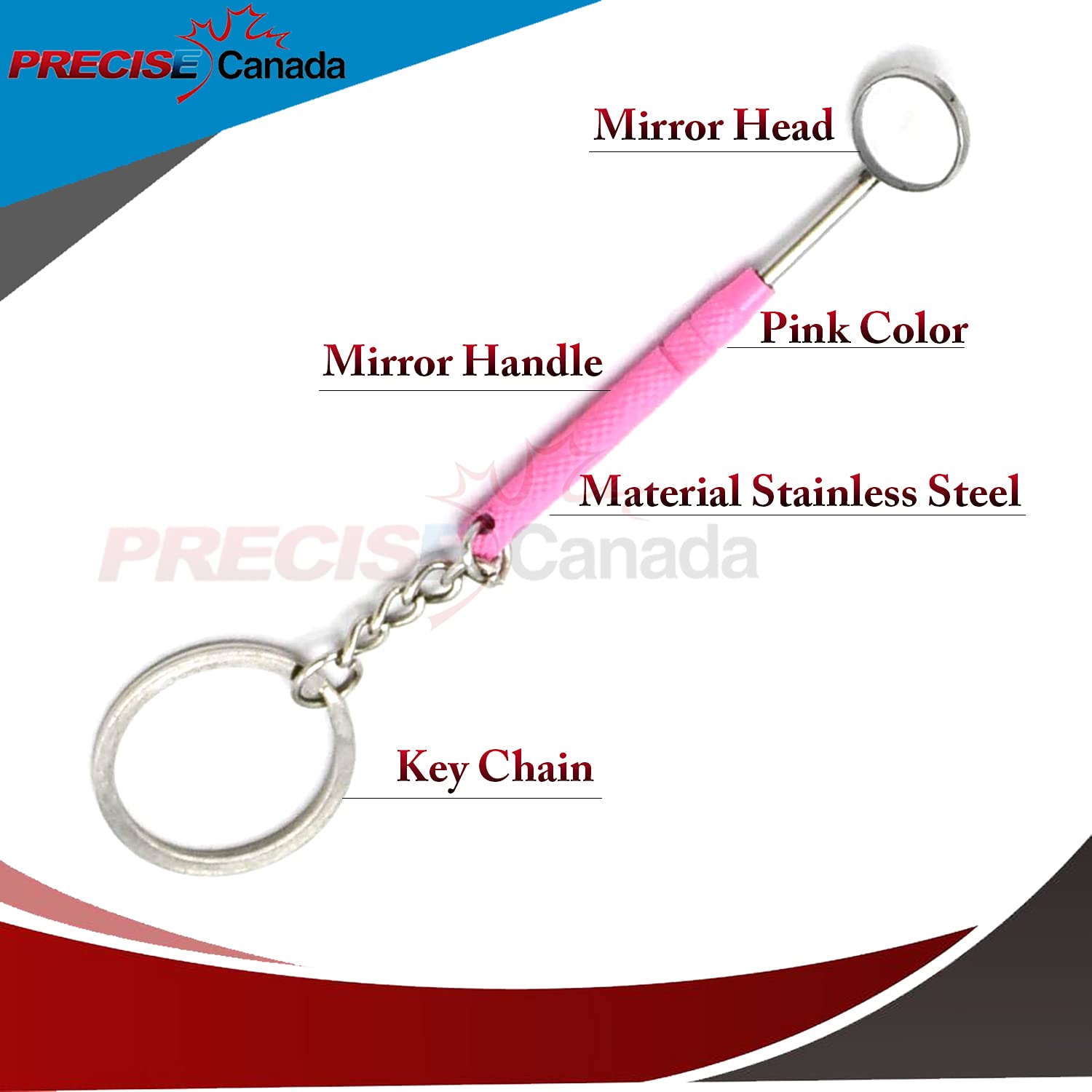 Pink Mirror Handle with Mirror Key Chain - Stylish and Functional Accessory for Women's Bags, Purses, and Keychains | Perfect for Everyday Use, Gifts, and Travel