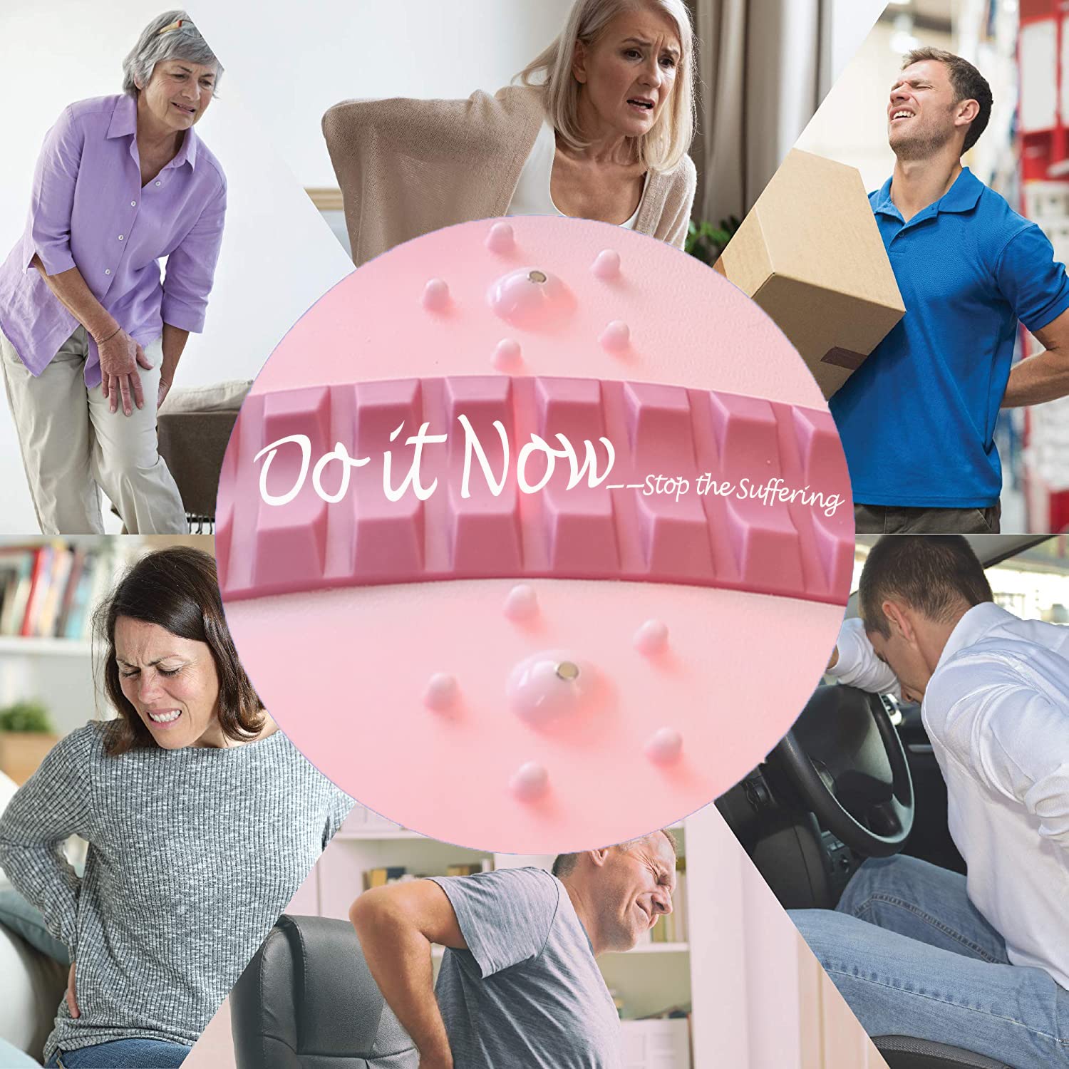 Premium Back Stretcher Board with Adjustable Metal Lever - Ergonomic Lumbar Support & Massager with Soft Silicone Pad - Ideal for Yoga, Bed, Car & Office Chair Relief (Pink) - Perfect for Post-Workout Recovery & Chronic Back Pain Relief