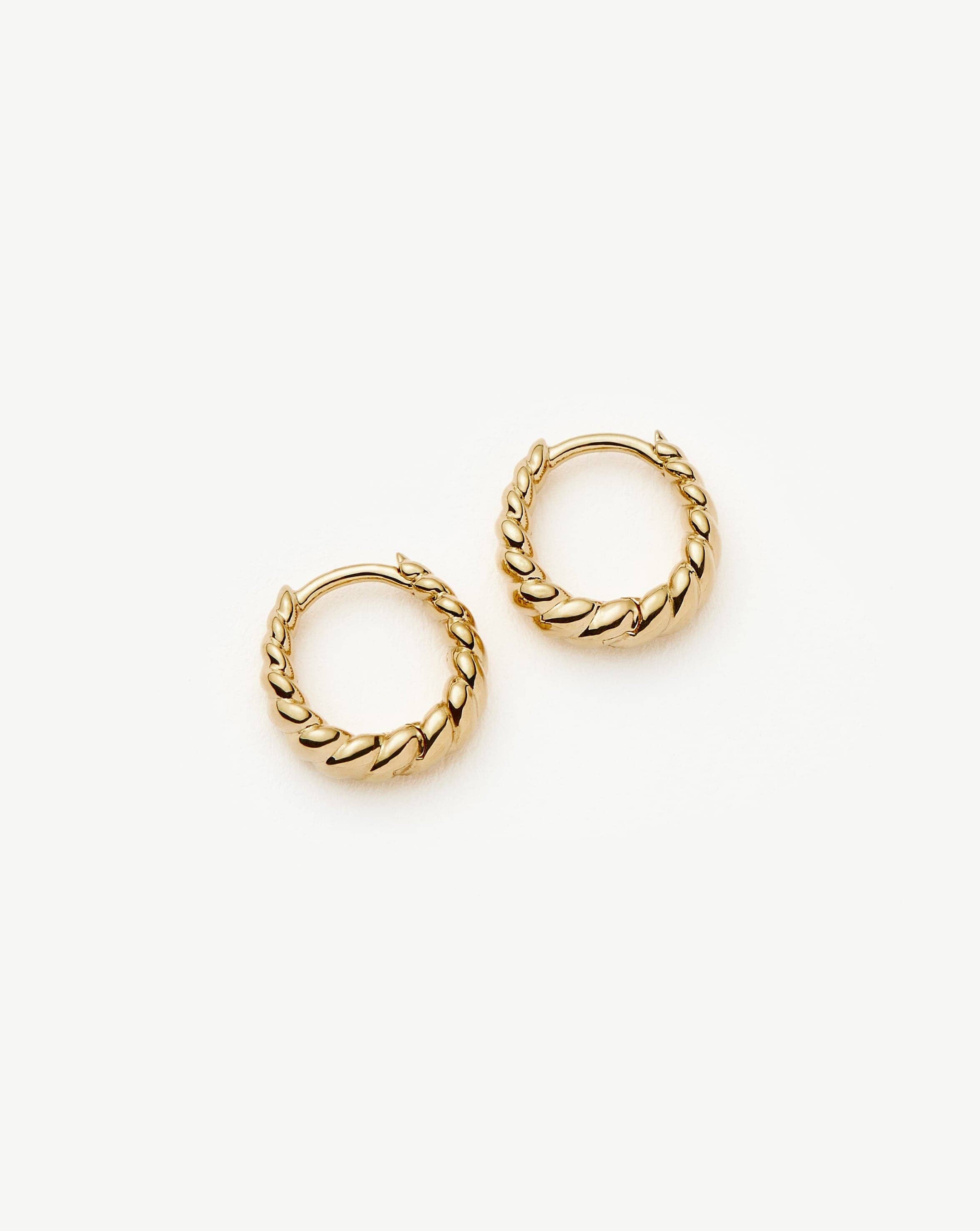 14k Solid Gold Huggie Hoop Earrings for Women - Minimalist Twisted Hoops for Everyday Wear, Gifts, and Special Occasions