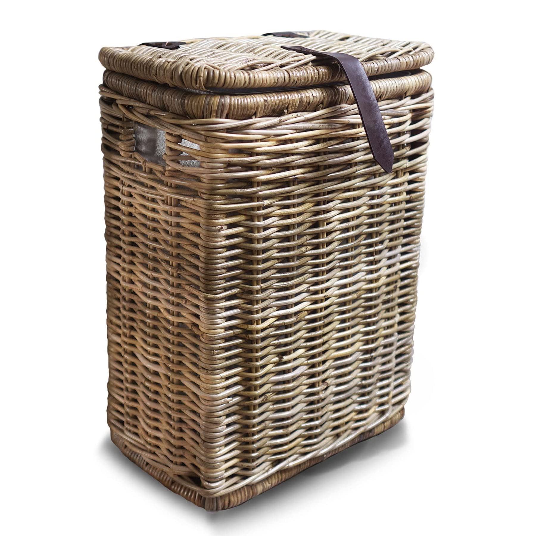 The Basket Lady Wicker Trash Basket with Removable Metal Liner - 16