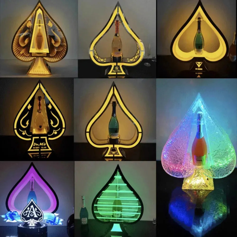 Rechargeable LED Champagne Bottle Display Case - 3 Bottle Capacity for Armand de Brignac & Ace of Spade - Perfect for Nightclubs, VIP Events & Luxury Gift Presentations