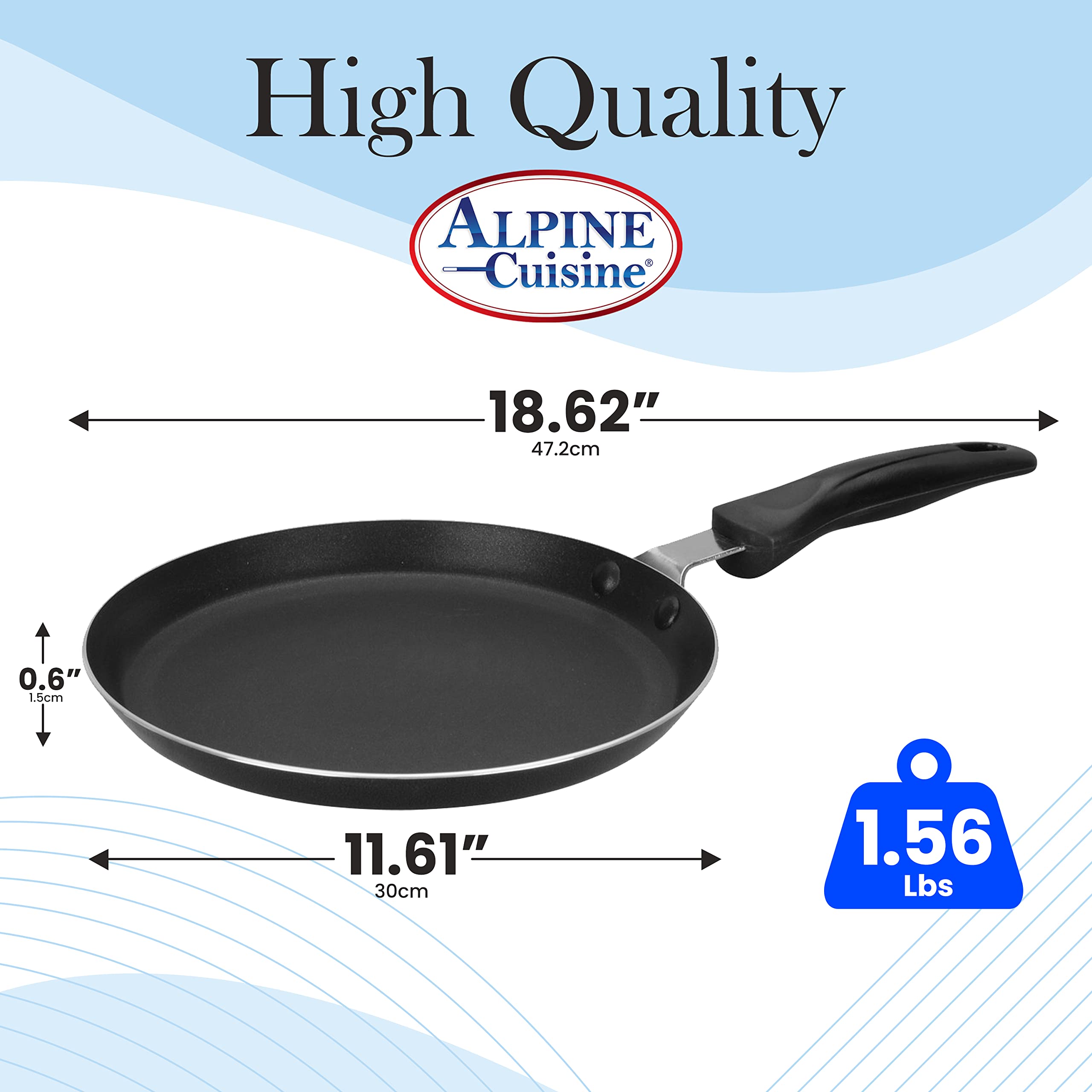 12-Inch Nonstick Aluminum Griddle Pan for Stove Top - Durable Cookware with Stay-Cool Handle & Dishwasher Safe - Perfect for Pancakes, Eggs & Burgers - Gray
