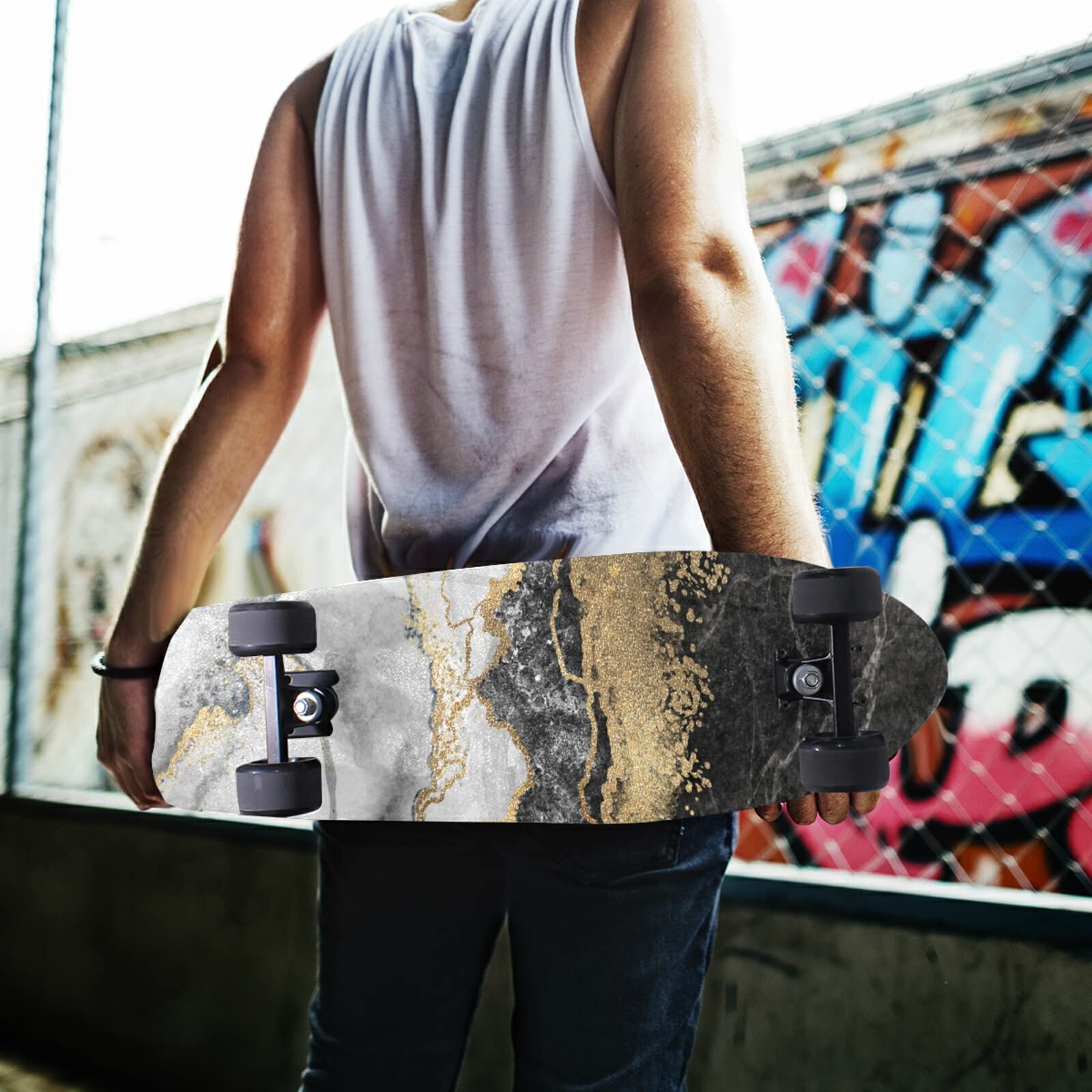 Poeticcity Waterproof Skateboard Grip Tape - Anti-Slip, Tear-Resistant Sandpaper Sheet for Longboards, Scooters & Roller Boards - Bubble-Free, Easy to Apply - Perfect for Street Skating, Commuting & Outdoor Sports