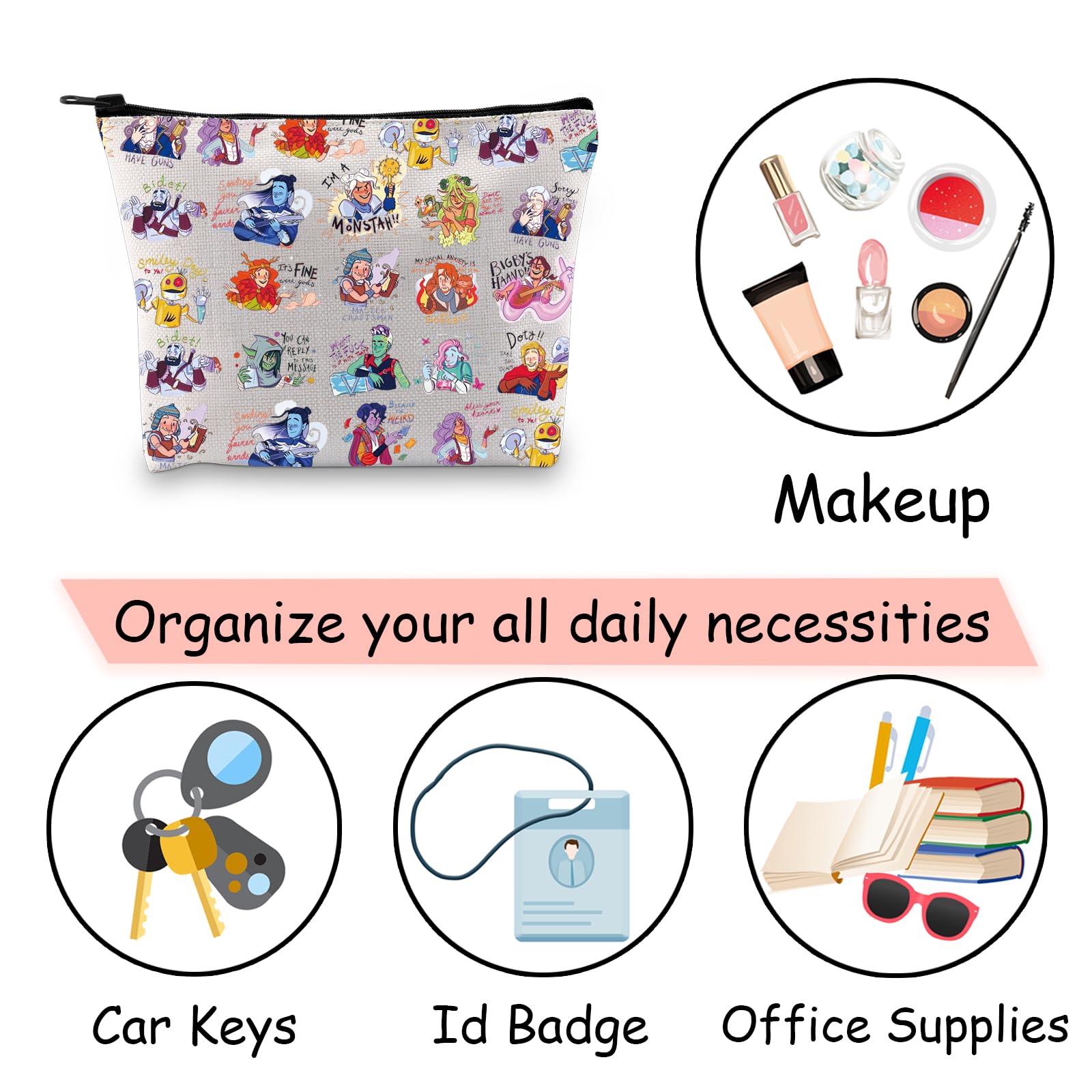 Critical Role Inspired D&D Cosmetic Bag - RPG Game Lover Gift for Dungeon Masters & Players - Perfect for Makeup Storage & D&D Game Nights