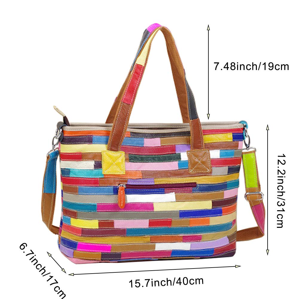 Segater® Genuine Leather Women's Tote Handbag - Multicolor Hobo Crossbody Shoulder Bag Purse for Work, Travel & Everyday Use | Stylish & Durable Designer Purse