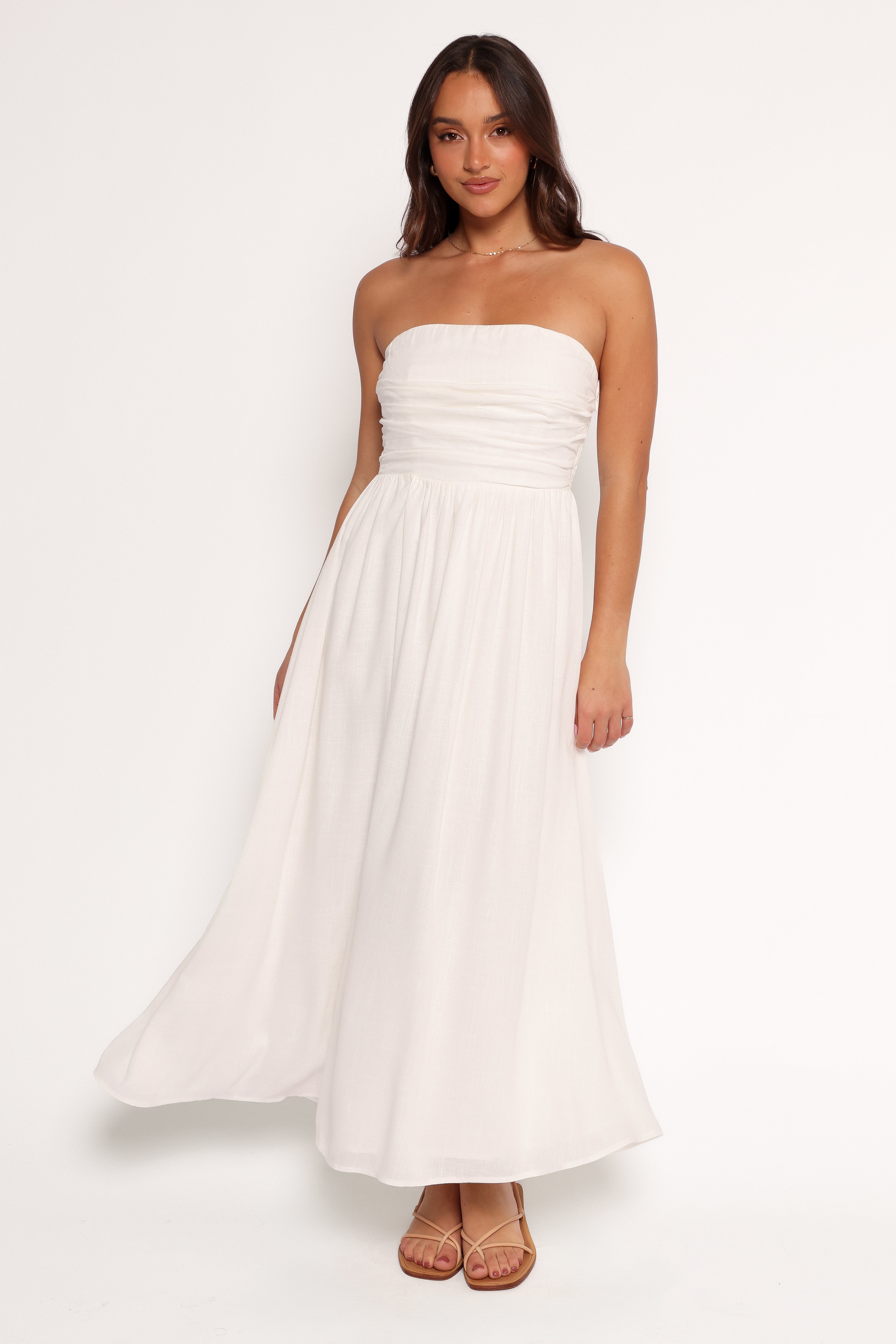 Kayt Strapless Dress - Elegant White Summer Dress for Women | Perfect for Weddings, Parties & Beach Vacations