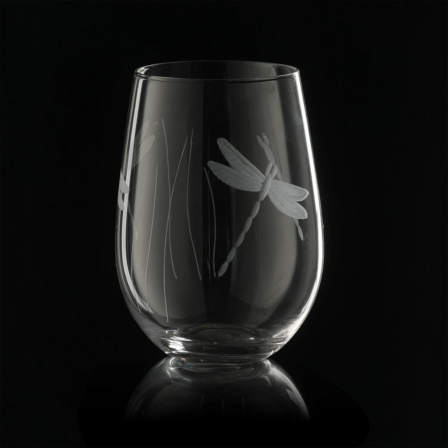 Elegant Dragonfly Stemless Wine Glasses Set of 4 - Shatterproof BPA-Free Glassware for Red White Wine Cocktails - Perfect for Parties Weddings Gifts & Home Decor