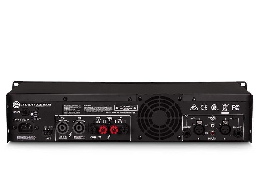 Crown XLS1502 Professional Power Amplifier - 300W RMS, 2-Channel for Live Sound, DJ, and Studio Use