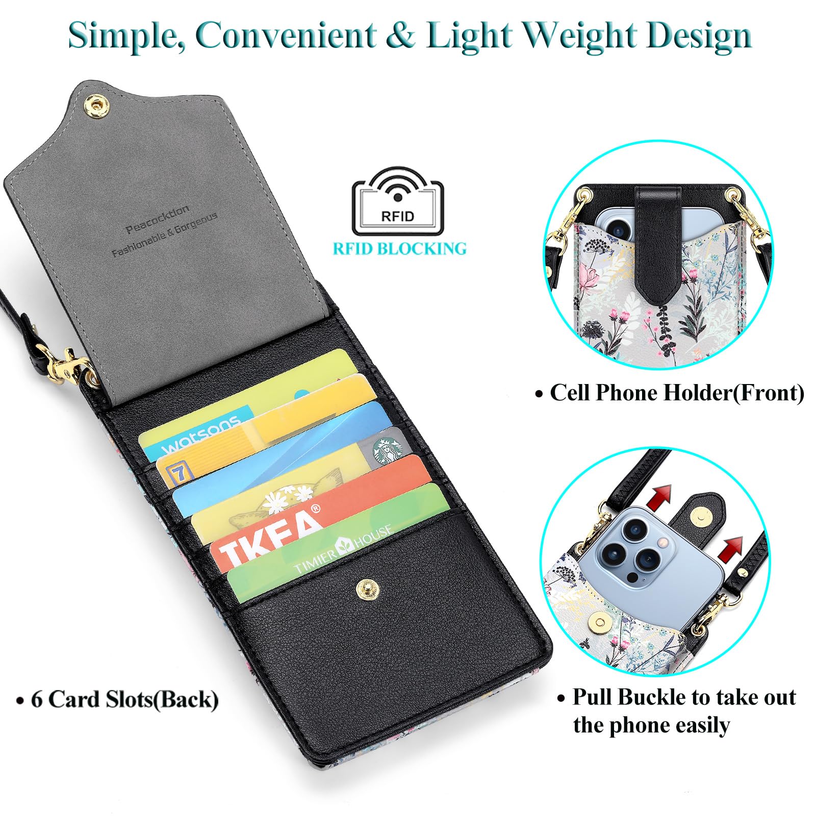 Stylish Peacocktion Small Crossbody Bag for Women - Compact Cell Phone Purse with Adjustable Shoulder Strap | Perfect for Everyday Use, Travel & Shopping