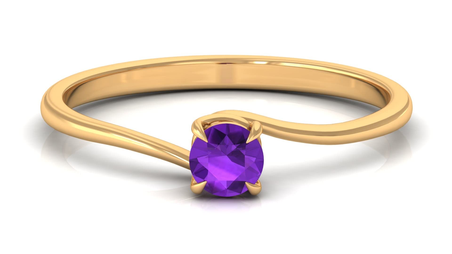 1/4 CT Certified Amethyst Solitaire Ring for Women - 14K Solid Gold Violet Birthstone Ring, February Birthstone Jewelry | Perfect for Valentine's Day, Anniversary & Special Occasion Gifts
