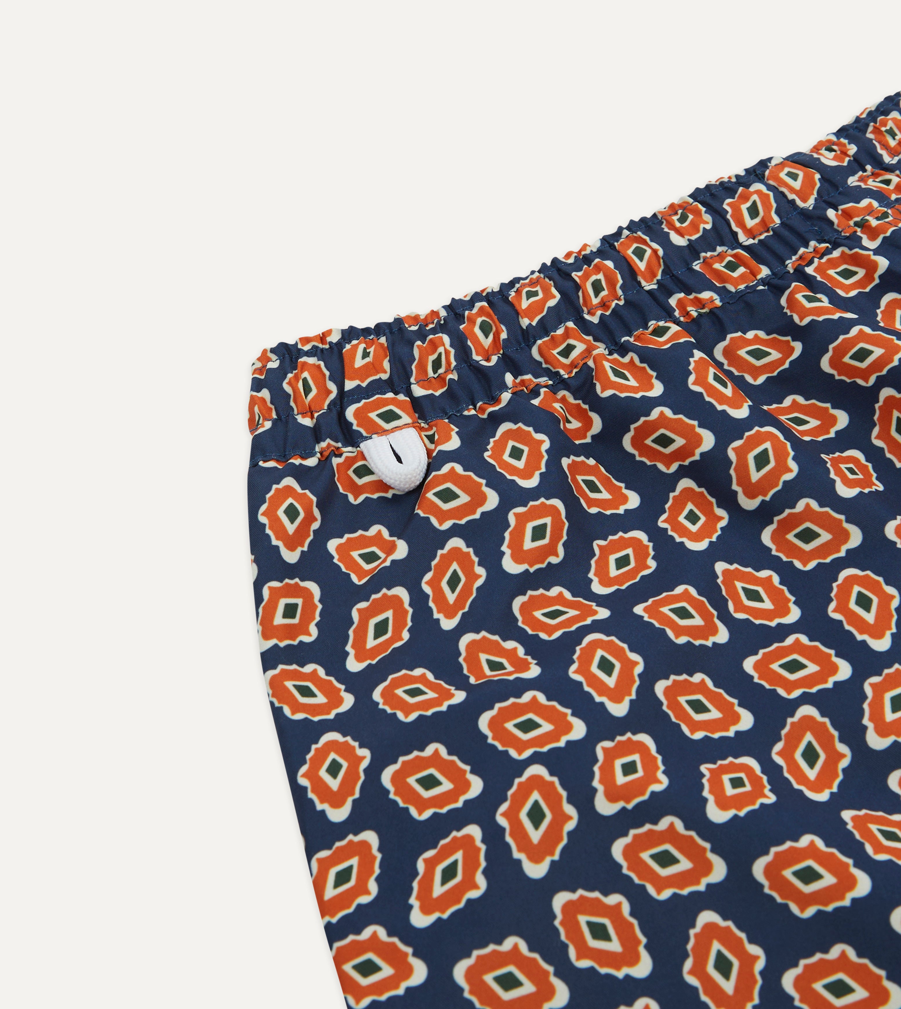 **Men's Navy Blue Jumbled Medallion Print Nylon Swim Shorts - Quick Dry, Comfortable Beach & Pool Swimwear for Summer Vacation**