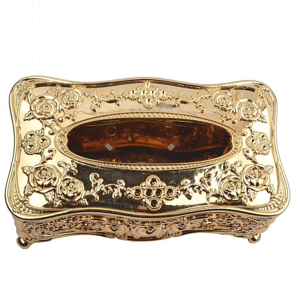 Gold Acrylic Desktop Tissue Paper Holder - Elegant Napkin Dispenser for Office, Hotel & Restaurant Use | Household Tissue Box Organizer for Desk, Countertop & Bathroom