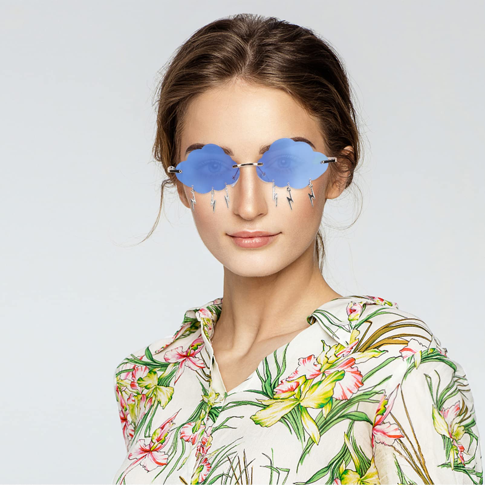 VALICLUD Cloud Sunglasses - Rimless Vintage Rave Sunglasses for Women & Men | 90s Retro Disco Style | Perfect for Music Festivals, Beach Days & Nightlife