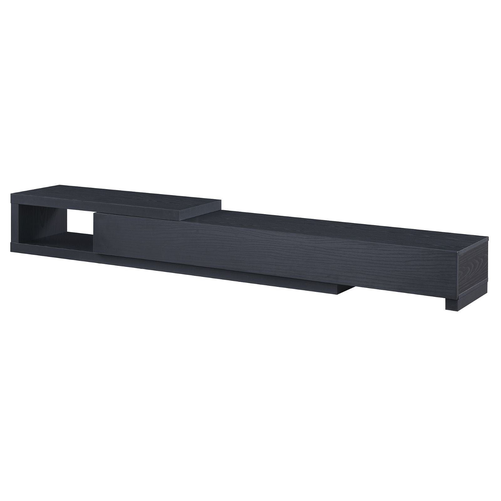 Criterion Durham Extendable TV Stand 260cm - Modern Lowline TV Unit in Black Oak for Living Room & Home Theater Setup