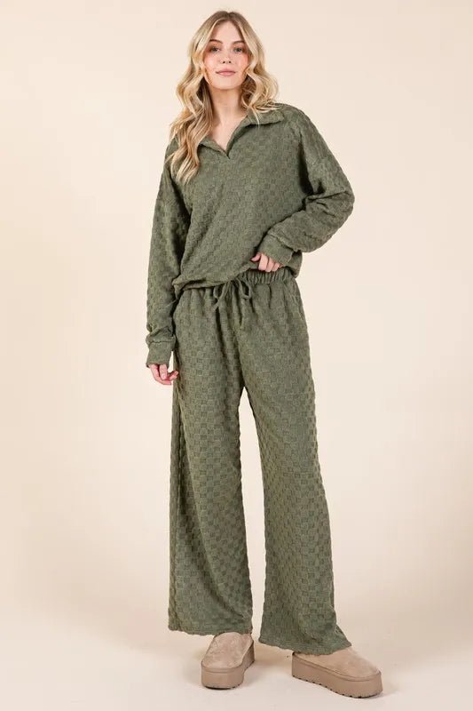 BOMBOM Checkered Wide Leg Pants for Women - Trendy High Waist Tied Pants for Casual & Office Wear - Perfect for Work, Date Night & Everyday Fashion