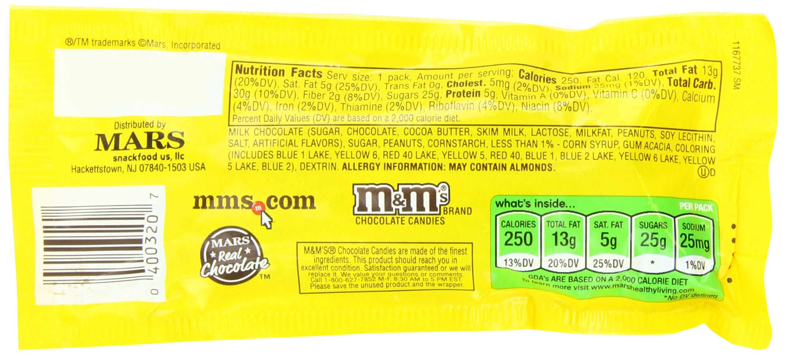 M&Ms Peanut Chocolate Candy - 48 Single-Serve Packs (1.69 oz) - Bulk Snacks for Office, Parties & Halloween Treats