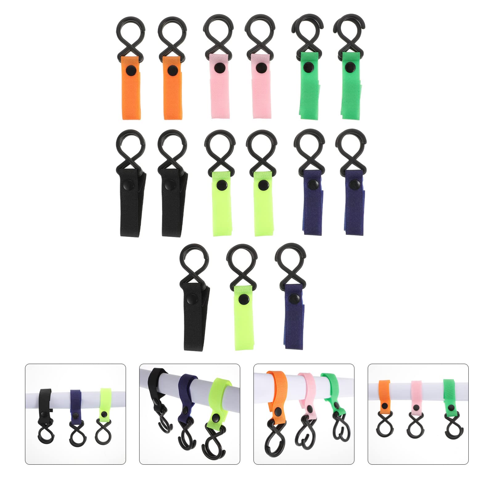 15pcs Baby Stroller Hooks - Multipurpose Non-Slip Pram Hangers for Wheelchair, Diaper Bags & Shopping - Heavy Duty Stroller Accessories for Parents on the Go