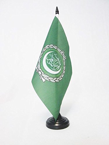 Arab League Table Flag 5x8 Inches with Black Plastic Base - Mini Desk Flag for Office, Conference & Diplomatic Events - AZ FLAG
