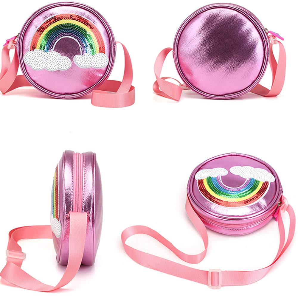 **Rainbow Crossbody Purse for Little Girls - Cute Princess Handbag with Rainbow Keychain for Toddlers & Kids | Perfect for Birthday Gifts, Dress-Up Play & Everyday Use**