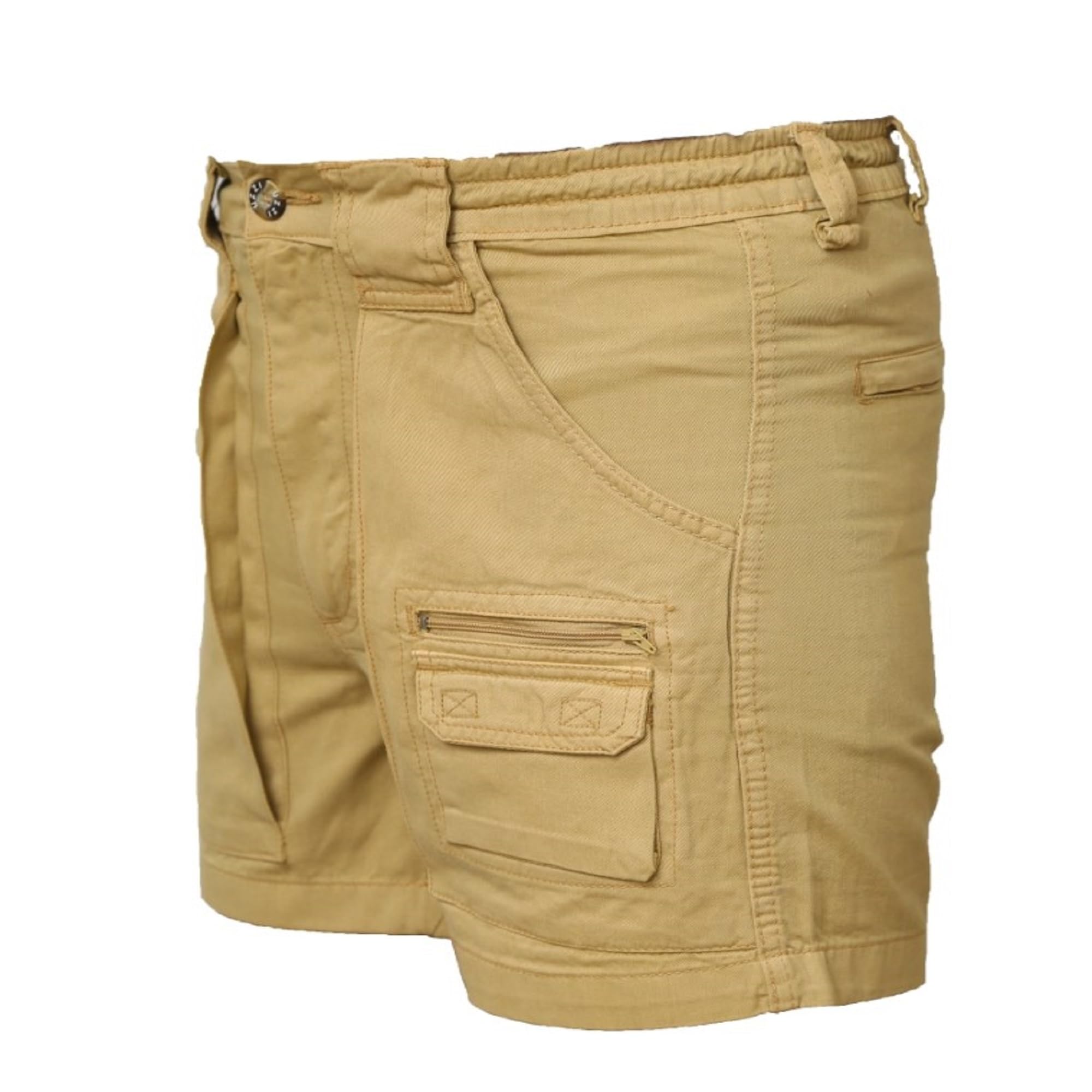 VR2 Denim Men's Stretch Comfort Denim Shorts with Elastic Waistband & Button Fly - Knee Length Casual Summer Shorts for Men | Perfect for Beach, Travel & Outdoor Activities