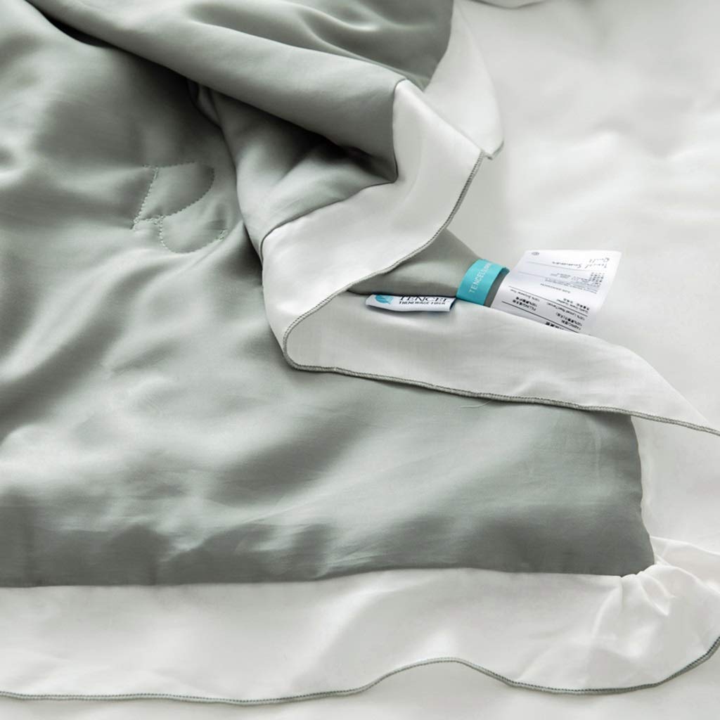 Tencel Cooling Blanket - Ultra Thin Lightweight Breathable Summer Quilt | Washable Ice Silk Bedding for Hot Sleepers | Twin Size 200x230cm Green | Perfect for Air Conditioning & Warm Weather Comfort