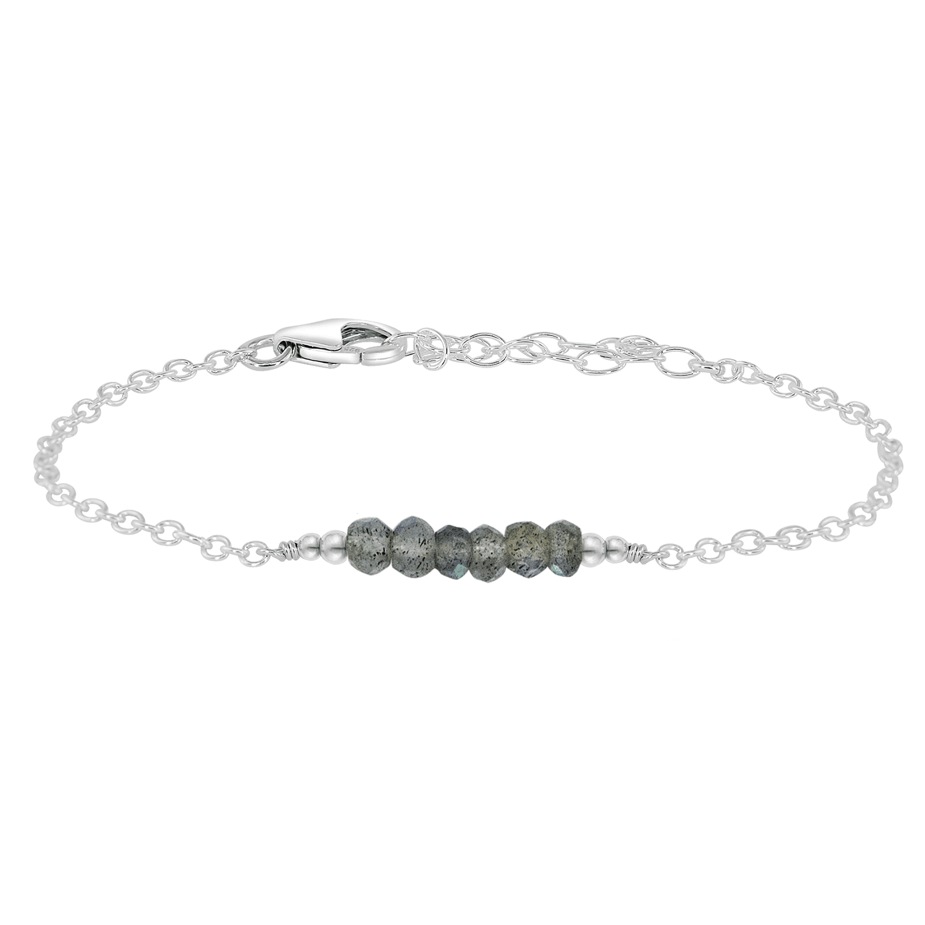 Sparkling Grey Labradorite Gemstone Faceted Bead Bar Bracelet for Women - Elegant Handmade Jewelry for Parties, Weddings & Everyday Wear